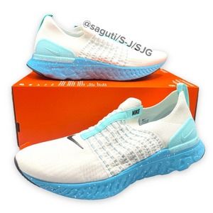 Nike React Phantom Run FK 2 Men Size 12 White/Black-Glacier Blue New DD9662-100